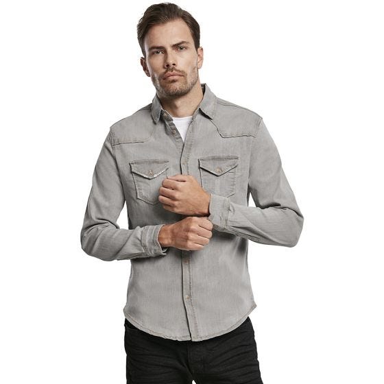 Brandit Riley Jeanshemd Grey Denim