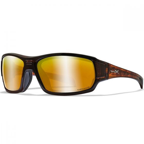 Wiley X WX Breach Glasses - Captivate Polarized Bronze Mirror Lens / Matte Hickory Brown Frame