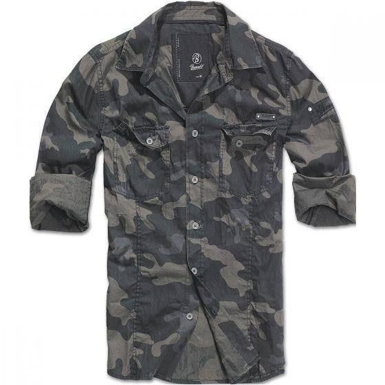 Brandit SlimFit Hemd Dark Camo