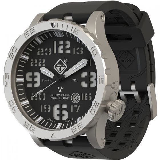 Hazard 4 Heavy Water Diver Titanium BlackTie Armbanduhr mit Tritium-Lichtquelle Grün/Gelb