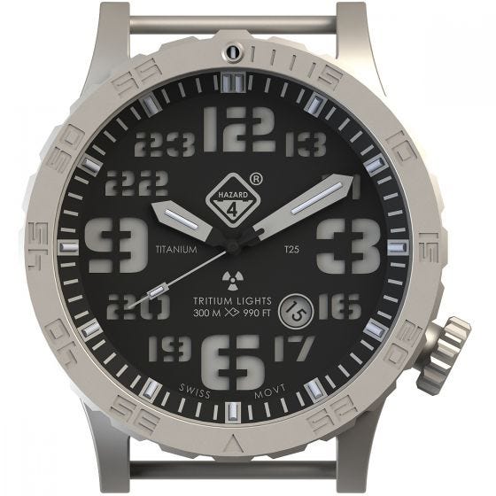 Hazard 4 Heavy Water Diver Titanium BlackTie Armbanduhr mit Tritium-Lichtquelle Grün/Gelb