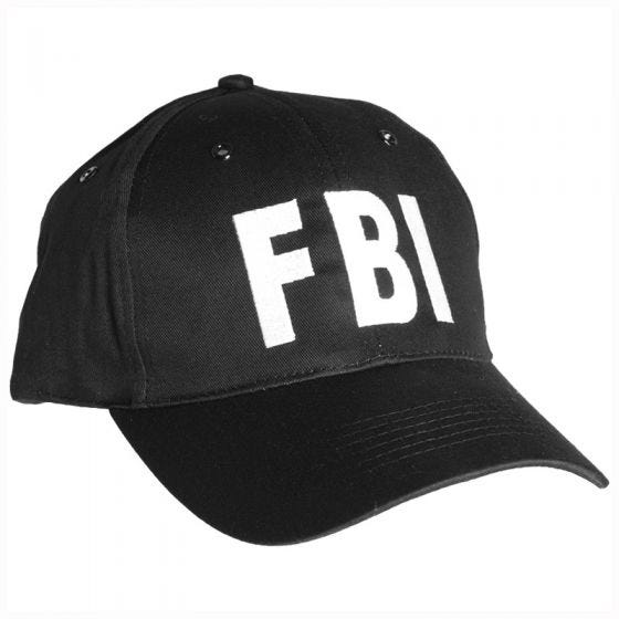 Mil-Tec Basecap mit FBI-Schriftzug & Kunststoffverschluss Schwarz