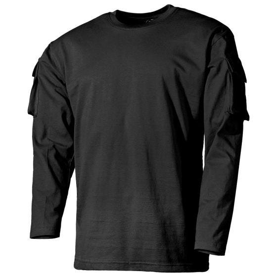 MFH US Mit Ärmeltaschen Langarm-Shirt - Schwarz