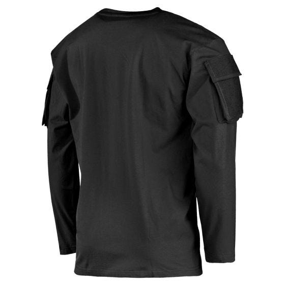 MFH US Mit Ärmeltaschen Langarm-Shirt - Schwarz