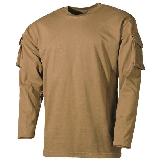 MFH US Mit Ärmeltaschen Langarm-Shirt - Coyote