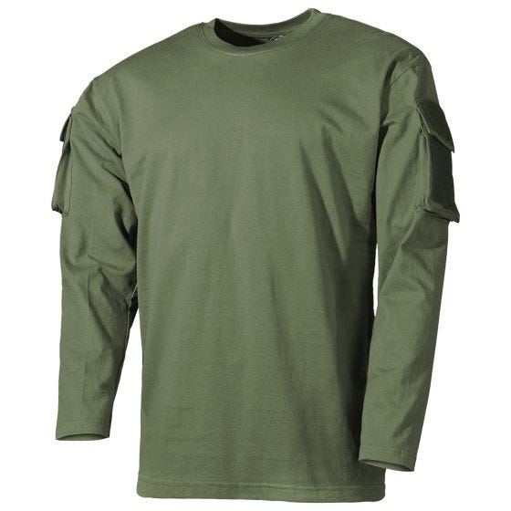 MFH US Mit Ärmeltaschen Langarm-Shirt - OD Green