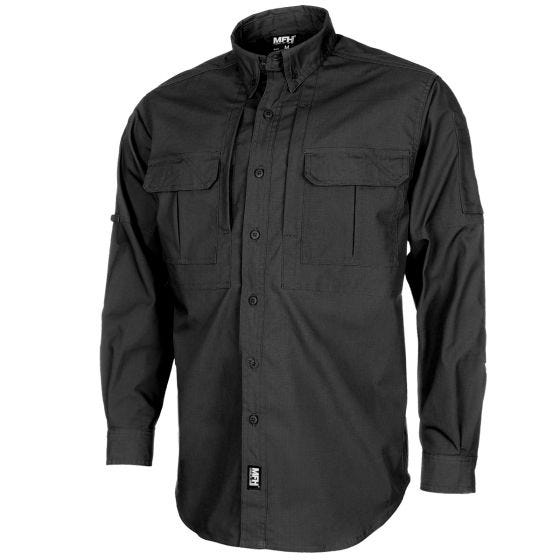 MFH Attack Teflonbeschichtet Langarm-Shirt RipStop - Schwarz