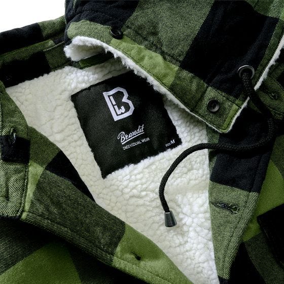Brandit Lumber Hooded Jacke - Schwarz/Olivgrün