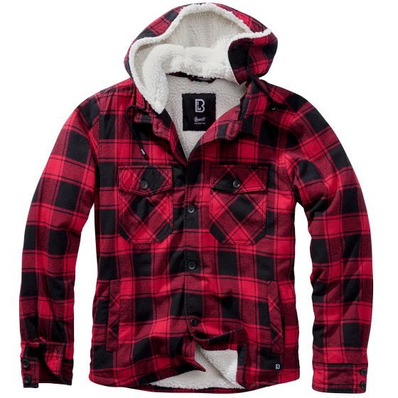 Brandit Lumber Hooded Jacke - Rot/Schwarz