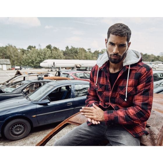 Brandit Lumber Hooded Jacke - Rot/Schwarz