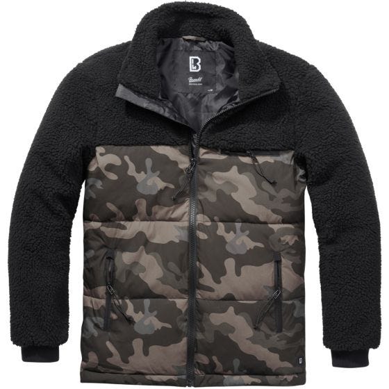 Brandit Jackson Teddyfleece Jacke - Schwarz/Dark Camo