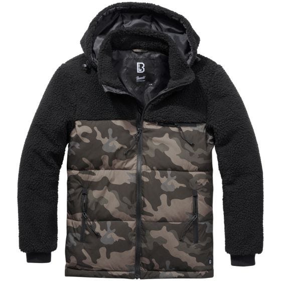 Brandit Jackson Teddyfleece Jacke - Schwarz/Dark Camo