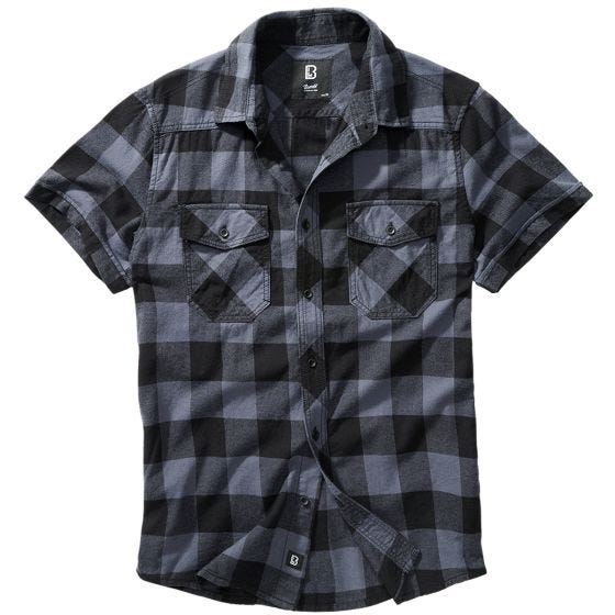 Brandit Half Sleeve Check Kurzarmhemd - Schwarz/Grau