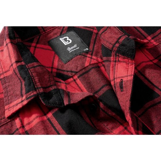 Brandit Half Sleeve Check Kurzarmhemd - Rot/Schwarz
