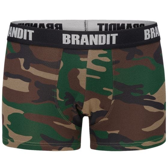 Brandit Boxershorts mit Logo 2er-Pack Woodland / Schwarz