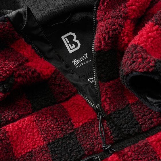 Brandit Teddyfleece Worker Pullover - Rot/Schwarz