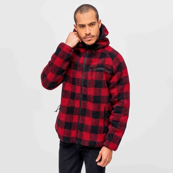 Brandit Teddyfleece Worker Jacke - Rot/Schwarz