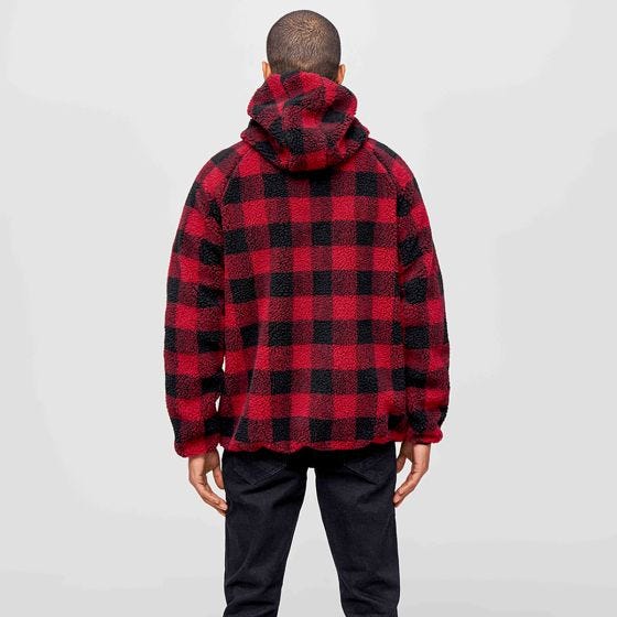 Brandit Teddyfleece Worker Jacke - Rot/Schwarz