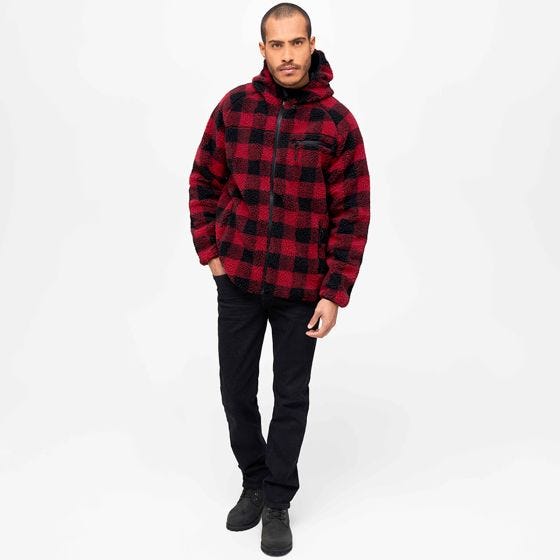 Brandit Teddyfleece Worker Jacke - Rot/Schwarz