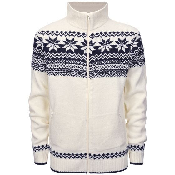 Brandit Cardigan Norweger Pullover - Weiß
