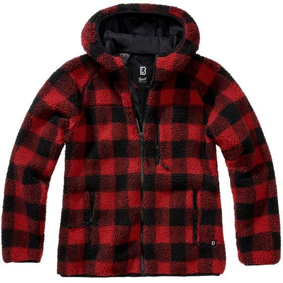 Brandit Damen Teddyfleece Jacke - Schwarz Rot
