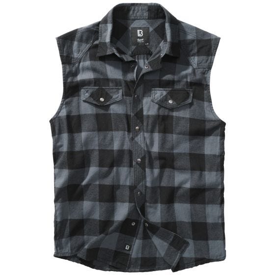 Brandit Sleeveless Karoshirt - Schwarz/Grau