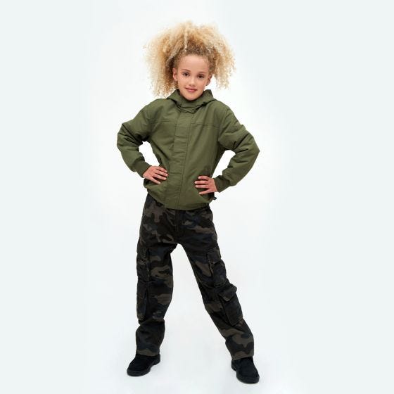 Brandit Kinder Windbreaker Front Zip Jacke - Olivgrün