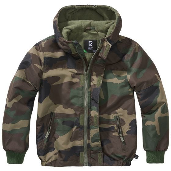 Brandit Kinder Windbreaker Front Zip Jacke - Woodland