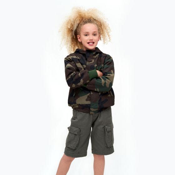 Brandit Kinder Windbreaker Front Zip Jacke - Woodland
