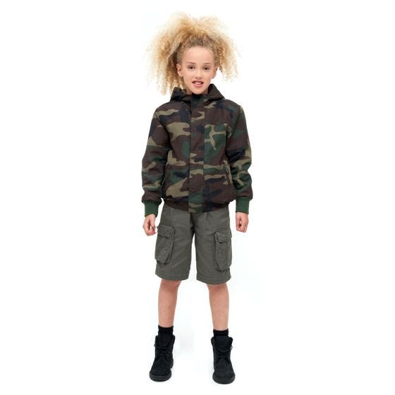 Brandit Kinder Windbreaker Front Zip Jacke - Woodland