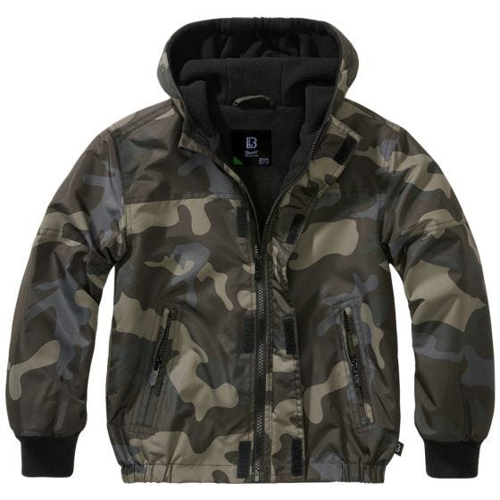 Brandit Kinder Windbreaker Front Zip Jacke - Dark Camo