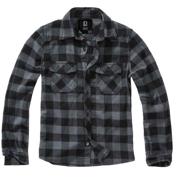 Brandit Kinder Karoshirt - Schwarz/Grau
