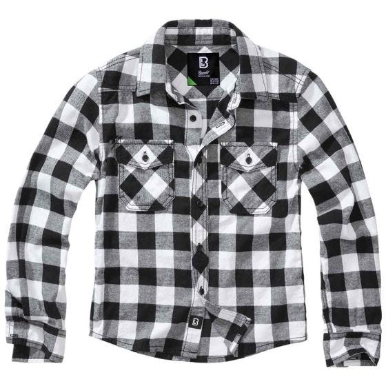 Brandit Kinder Karoshirt - Weiß/Schwarz