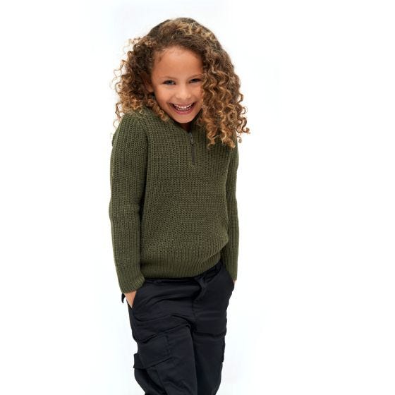 Brandit Kinder Marine Troyer Pullover - Olivgrün