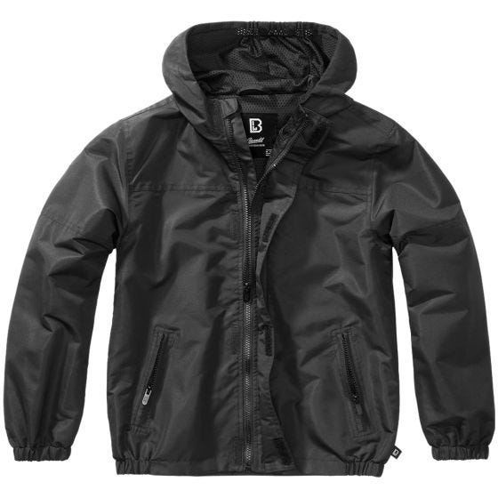 Brandit Kinder Summer Windbreaker Front Zip Jacke - Schwarz