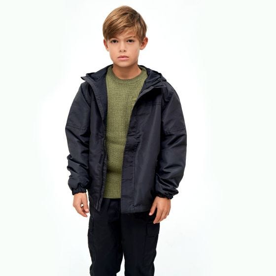 Brandit Kinder Summer Windbreaker Front Zip Jacke - Schwarz