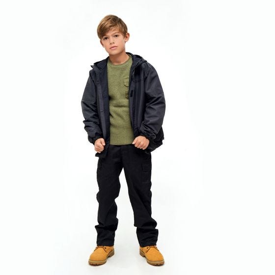 Brandit Kinder Summer Windbreaker Front Zip Jacke - Schwarz