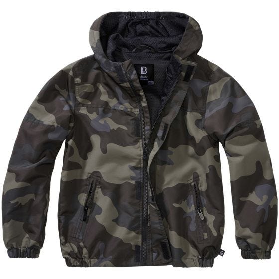 Brandit Kinder Summer Windbreaker Front Zip Jacke - Dark Camo