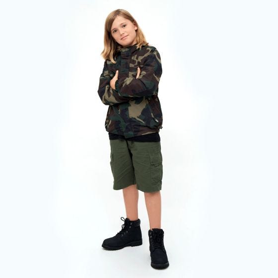 Brandit Kinder Summer Windbreaker Front Zip Jacke - Woodland