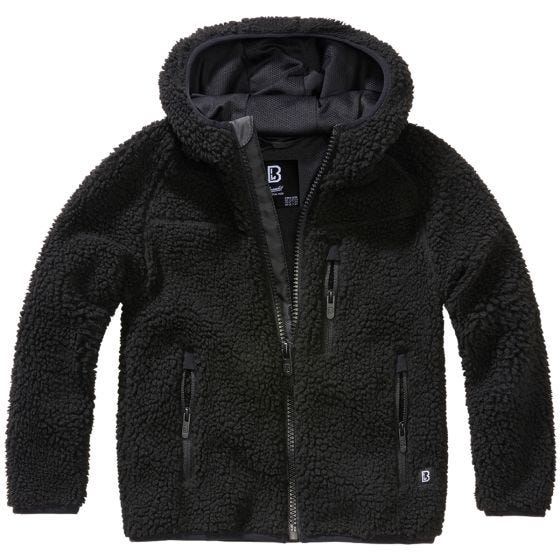 Brandit Kinder Teddyfleece Kapuzenjacke - Schwarz
