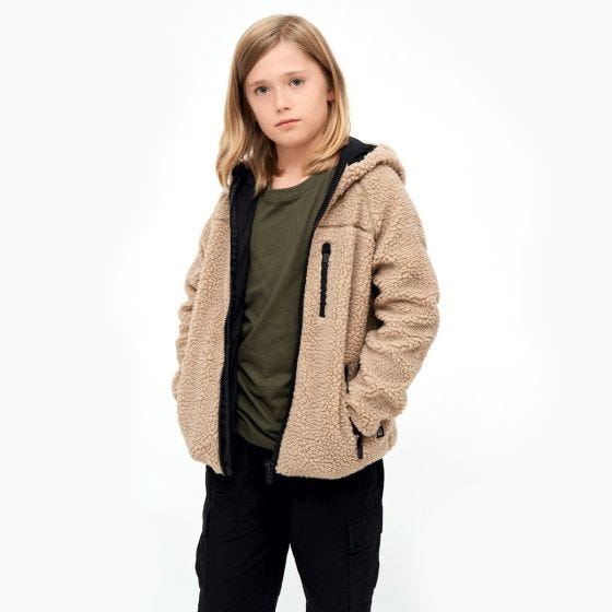 Brandit Kinder Teddyfleece Kapuzenjacke - Camel