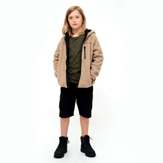Brandit Kinder Teddyfleece Kapuzenjacke - Camel