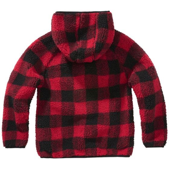 Brandit Kinder Teddyfleece Kapuzenjacke - Rot/Schwarz