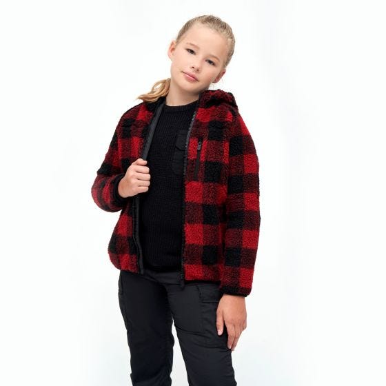 Brandit Kinder Teddyfleece Kapuzenjacke - Rot/Schwarz