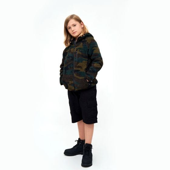Brandit Kinder Teddyfleece Kapuzenjacke - Woodland
