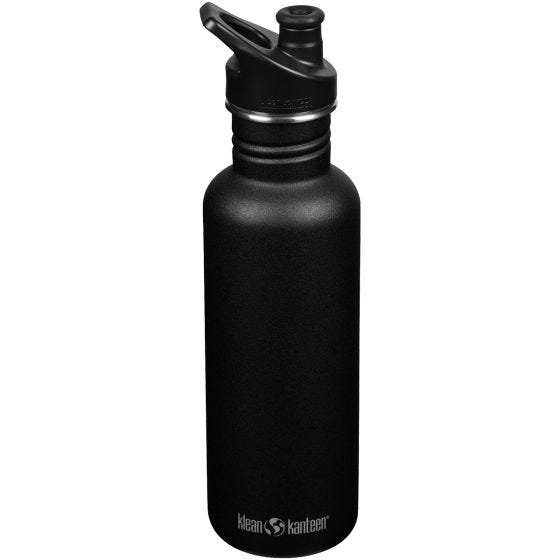 Klean Kanteen Classic 800 ml Trinkflasche mit Sport Cap - Schwarz