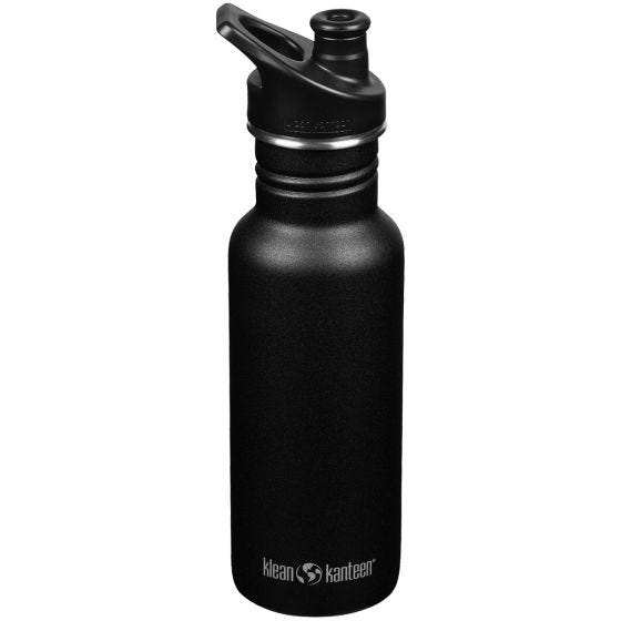 Klean Kanteen Classic 532 ml Trinkflasche mit Sport Cap - Schwarz