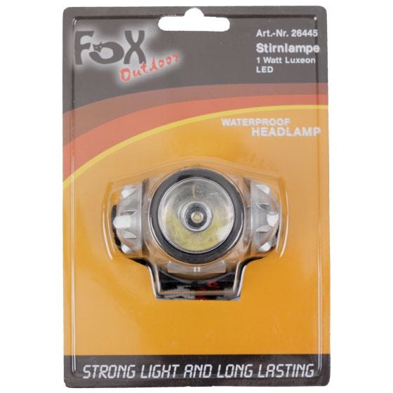Fox Outdoor LED Head Lamp 1 Watt Luxeon Blanc ABS Body
