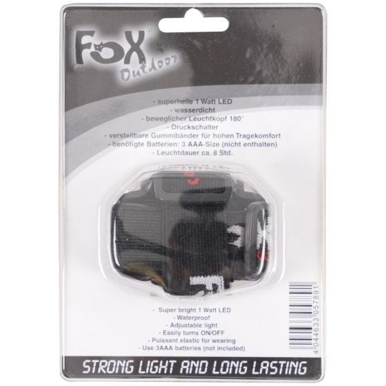 Fox Outdoor LED Head Lamp 1 Watt Luxeon Blanc ABS Body