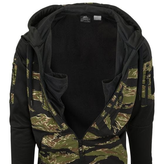 Helikon Rogue Kapuzenpullover mit durchgehendem Reißverschluss - Schwarz/Tiger Stripe